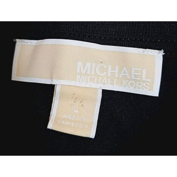 MICHAEL Michael Kors Women's L Black Snap Closure Classic Polo Short Sleeve - Picture 2 of 6